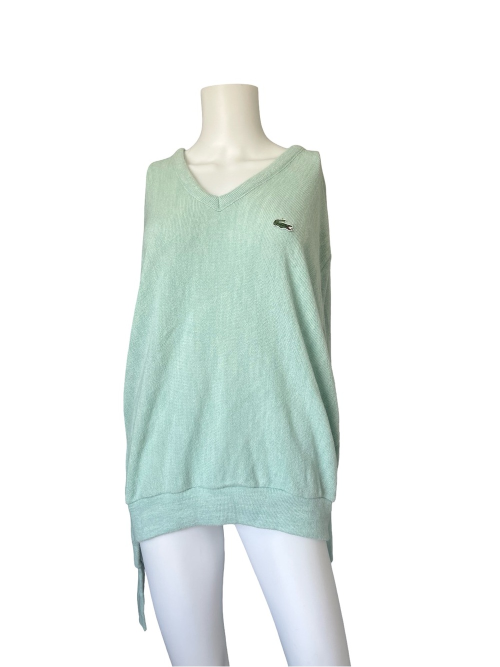 Vintage Izod Lacoste Light Blue Sweater Wool Feel Knit Preppy Adult Size XL